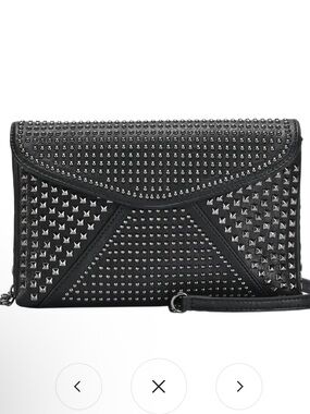 NEW MMS Aryanna Crossbody Bag Studded Black & Silver Envelope Clutch